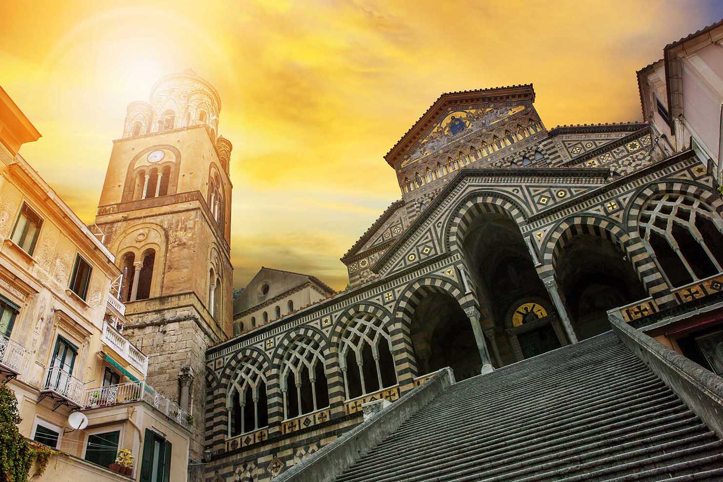 cattedrale of Sant'Andrea ,duomo of amalfi important traveling destination in mediterranean coast line south italy